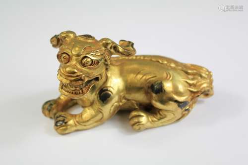 A Late 19th Century Gilt-Bronze Foo Dog