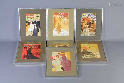 A Set of Seven 1970's French Art Nouveau Prints