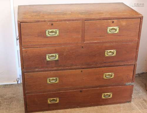 An Antique Campaign Chest of Drawers