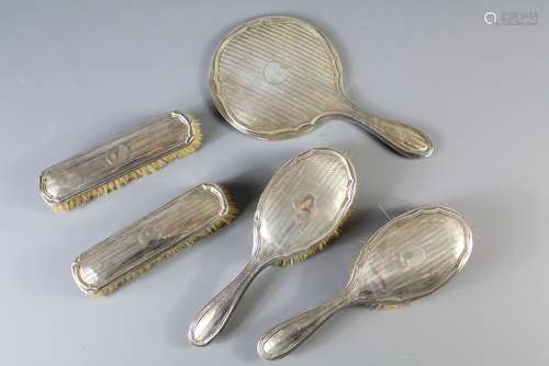 A Silver Art Deco Dressing Table Set