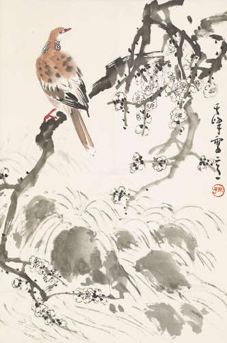 孙其峰（b.1920） 踏梅听溪 纸本设色 立轴