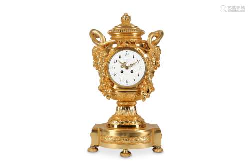 A LARGE LOUIS XVI STYLE GILT BRONZE MANTEL CLOCK the movement late 19th century, the case 20th