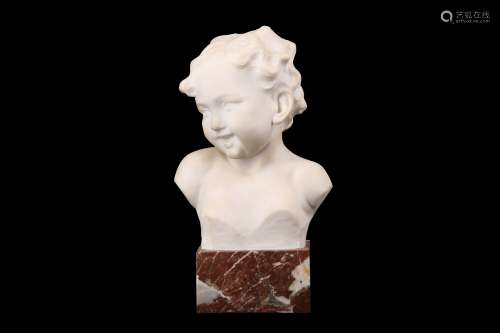 G. PICCARDI (ITALIAN, FL, LATE 19TH / EARLY 20TH CENTURY): A SMALL MARBLE BUST OF A LAUGHING BOY the