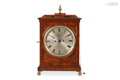 A REGENCY MAHOGANY FUSEE BRACKET / TABLE CLOCK WITH PULL REPEAT, SIGNED RAW, WHITBY  the case with