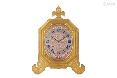 A RARE AND LARGE MID 19TH CENTURY ENGRAVED GILT BRASS STRUT CLOCK BY THOMAS COLE, LONDON NO. 1720
