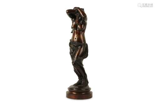 VICTOR ROUSSEAU (BELGIUM, B. 1865): A LARGE LATE 19TH CENTURY BRONZE FIGURE OF A SLAVE GIRL the