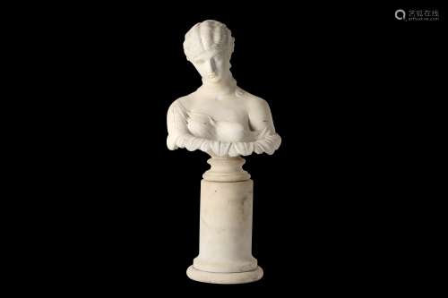 MANNER OF HIRAM POWERS (AMERICAN, 1805-1873): A 19TH CENTURY MARBLE BUST OF PROSERPINE the classical