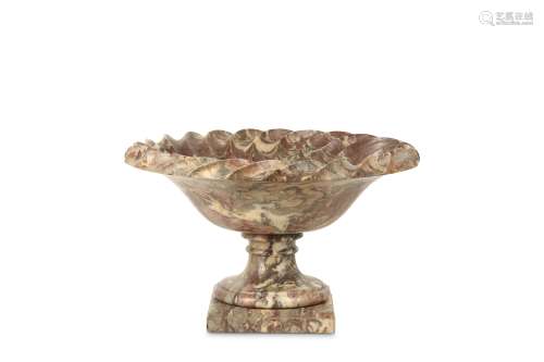 A LARGE LATE 18TH / EARLY 19TH CENTURY ITALIAN FLEUR DE PECHER MARBLE TAZZA  the spirally fluted
