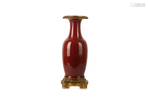 A LARGE 18TH / 19TH CENTURY CHINESE SANG DE BOEUF GLAZED CERAMIC VASE WITH 19TH CENTURY FRENCH