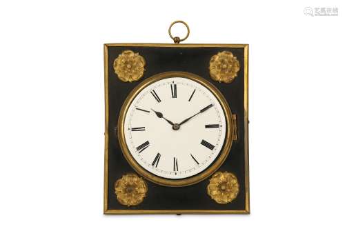 A MID 19TH CENTURY FRENCH GILT AND PATINATED BRONZE SEDAN CLOCK of rectangular form with applied