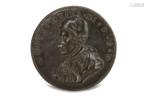 AFTER A DRAWING BY GIANLORENZO BERNINI (ITALIAN, 1598-1680): A PORTRAIT MEDALLION OF POPE INNOCENT