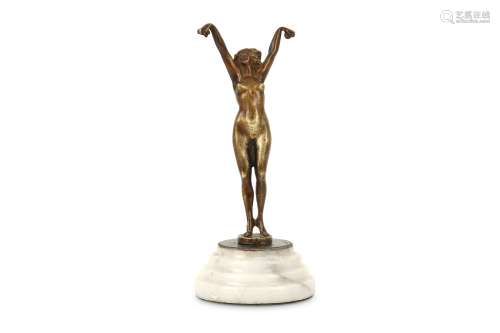 CLAIRE-JEANNE-ROBERTE COLINET (FRENCH, 1880-1950): A SMALL BRONZE STATUETTE OF A DANCER the nude
