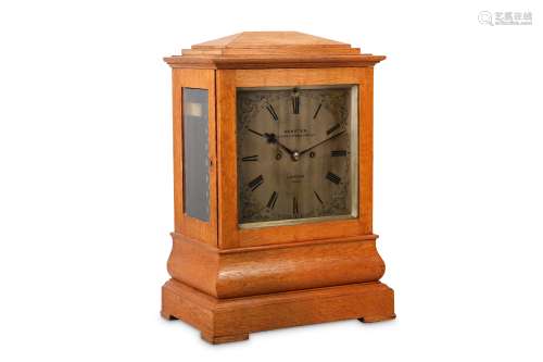 A MID 19TH CENTURY ENGLISH OAK FUSEE BRACKET / TABLE CLOCK SIGNED 'WEBSTER, QUEEN VICTORIA STREET,