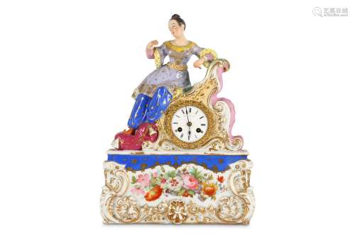 A MID 19TH CENTURY FRENCH ORIENTALIST PORCELAIN CLOCK BY CHARLES A PARIS the case modelled as a
