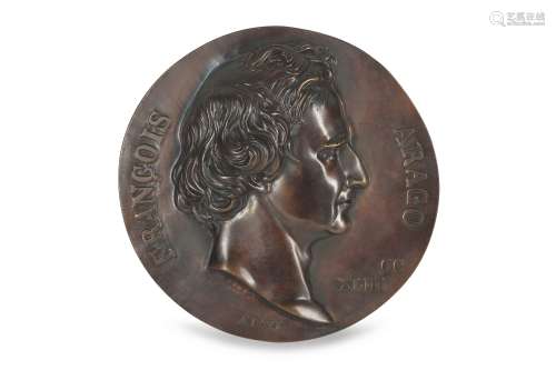 JEAN-FRANCOIS-ANTOINE BOVY (FRENCH, 1795-1877): A BRONZE RELIEF OF FRANCOIS ARAGO of circular