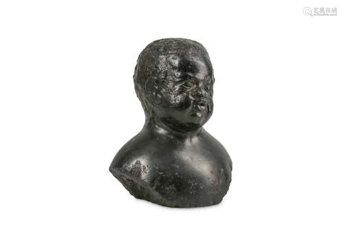 A BLACK MARBLE BUST OF A YOUNG MOOR, PROBABLY 16TH / 17TH CENTURY ITALIAN his head turned slightly