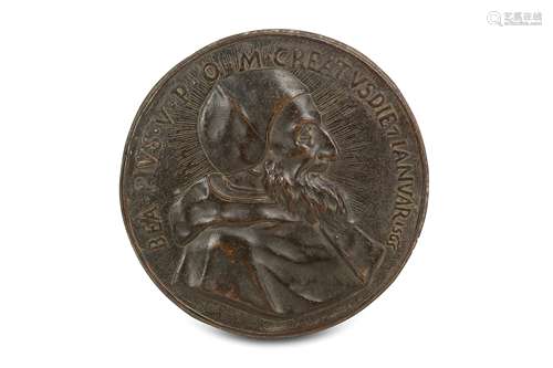 ATTRIBUTED TO GIROLAMO LUCENTI (ITALIAN, 1627-1698): A PORTRAIT MEDALLION OF POPE PIUS V (MICHELE