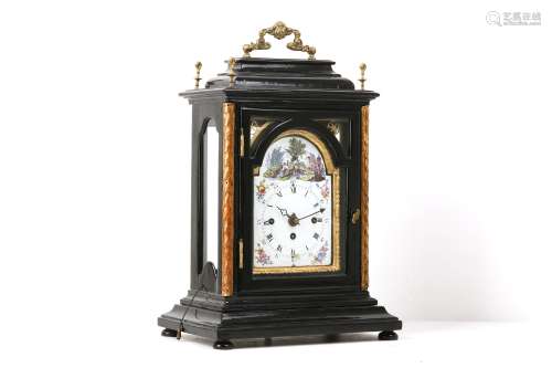 A LATE 18TH CENTURY AUSTRIAN EBONISED QUARTER CHIMING AND REPEATING TABLE / BRACKET CLOCK SIGNED '