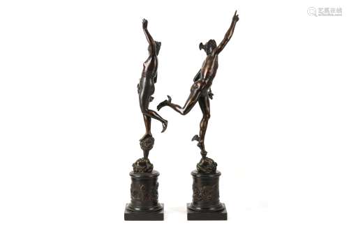 AFTER GIAMBOLOGNA (ITALIAN, 1529-1608): A PAIR OF BRONZE FIGURES OF MERCURY AND FORTUNA Mercury