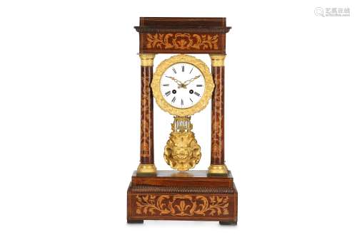 A FRENCH LOUIS PHILIPPE PERIOD ROSEWOOD AND FRUITWOOD MARQUETRY AND GILT BRONZE MOUNTED PORTICO