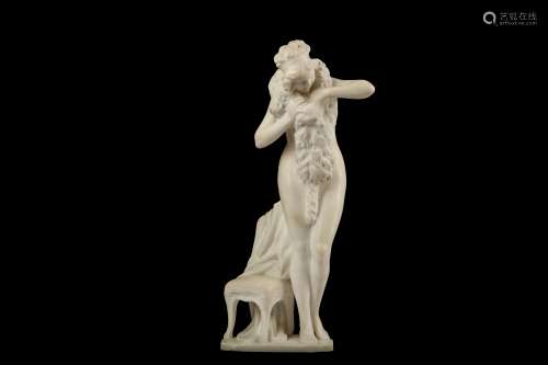 GAETANO CELLINI-MIGLI (ITALIAN, 1857-1937): AN EARLY 20TH CENTURY ALABASTER FIGURE OF A NUDE  the