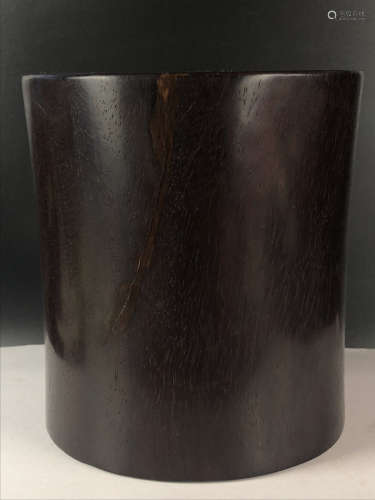 A OLD RED WOOD CARVED BRUSH POT