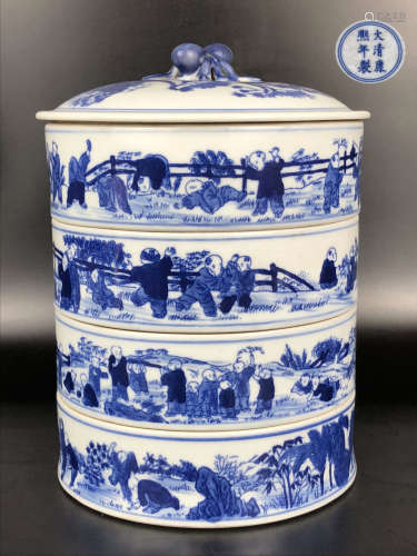 A BLUE AND WHITE BOY PATTERN FOOD BOX