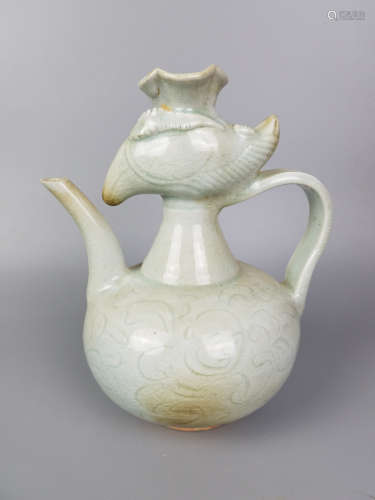 A CELADON PHOENIX HAED SHAPED EWER