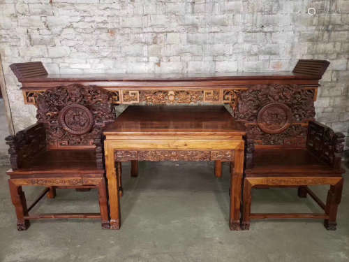 SET HUANGHUALI WOOD DESKS AND CHAIRS