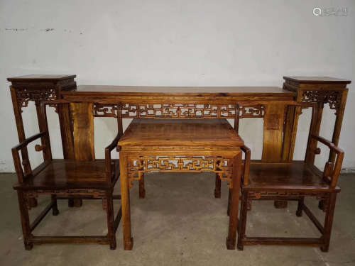 SET HUANGHUALI WOOD DESKS AND CHAIRS