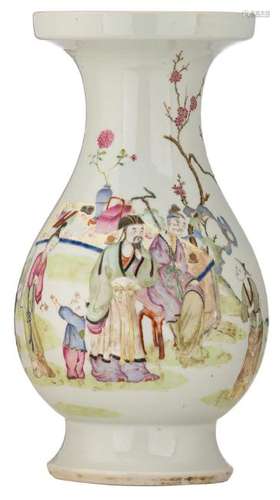 A Chinese famille rose baluster shaped vase, decorated