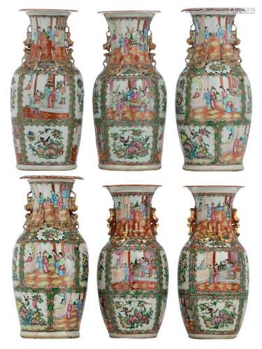 Two pairs of Chinese famille rose Cantonese vases,