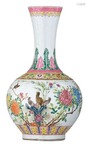 A fine Chinese famille rose bottle vase, decorated with