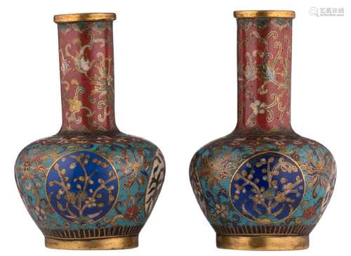 Two Chinese floral decorated cloisonne enamel miniature