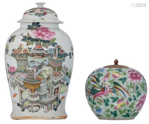 A Chinese famille rose vase and cover, decorated with