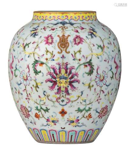 A Chinese famille rose vase, decorated with bats and