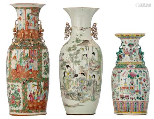 Two Chinese famille rose vases, decorated with a