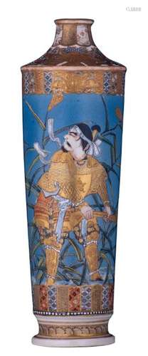 A fine Japanese blue ground satsuma vase, overall