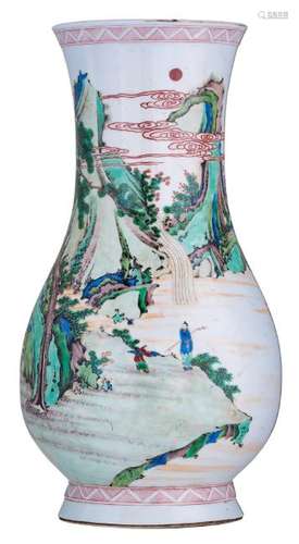 A Chinese famille verte baluster shaped vase, overall