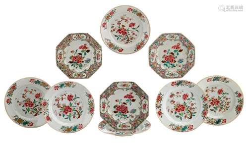 Six Chinese famille rose floral decorated export