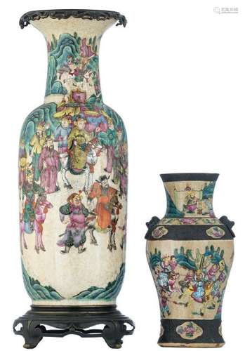 A Chinese famille rose stoneware vase, overall