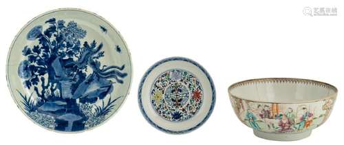 A Chinese famille rose mandarin export bowl, decorated