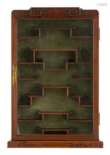 A Chinese carved hardwood display cabinet, H 73 - W