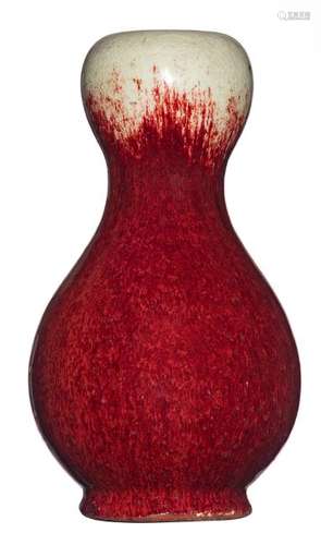 A Chinese flambe glazed garlic mouth vase, H 28,5 cm