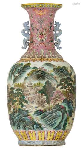 A large Chinese famille rose vase, overall decorated