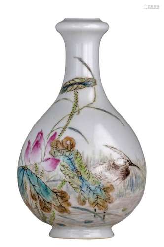 A Chinese famille rose bottle vase, decorated with