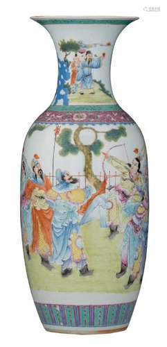 A Chinese famille rose vase, decorated with an animated