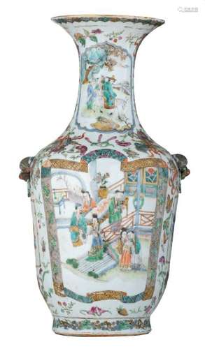 A fine Chinese famille rose floral decorated vase, the