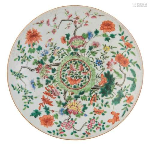 A Chinese famille rose plate, decorated with a bat,