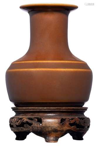 A Chinese brown glazed cafe au lait miniature vase,